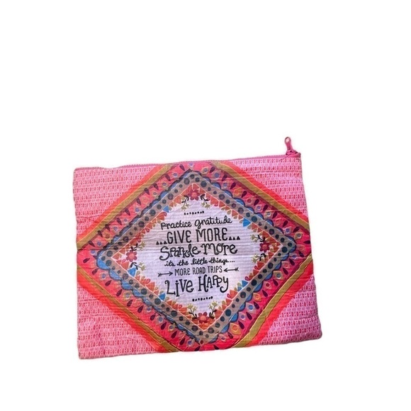 Zippered Pouch with gratitude quote. Made from 80% recycled bottles. - Picture 2 of 6